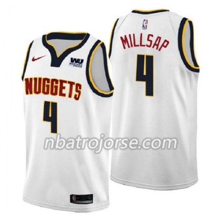 Män Denver Nuggets Tröja Paul Millsap 4 2018-2019 Nike Vit Swingman